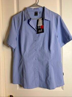 Jack Wolfskin Women’s Short-Sleeve Button-Down Shirt - Light Blue